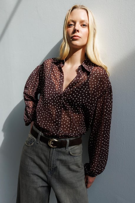 Gestipte Chiffon Knopshirt - Image 4