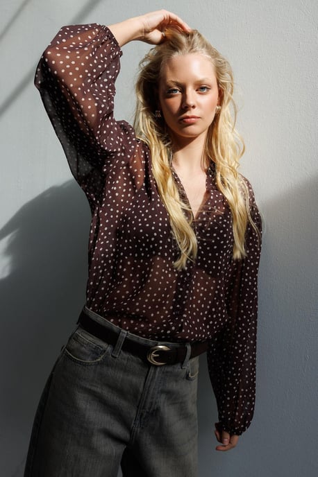 Gestipte Chiffon Knopshirt - Image 5