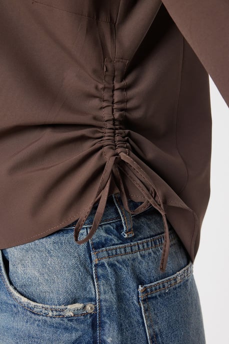 Aansluitende Poplin Shirt met Rimpel Detail - Image 4