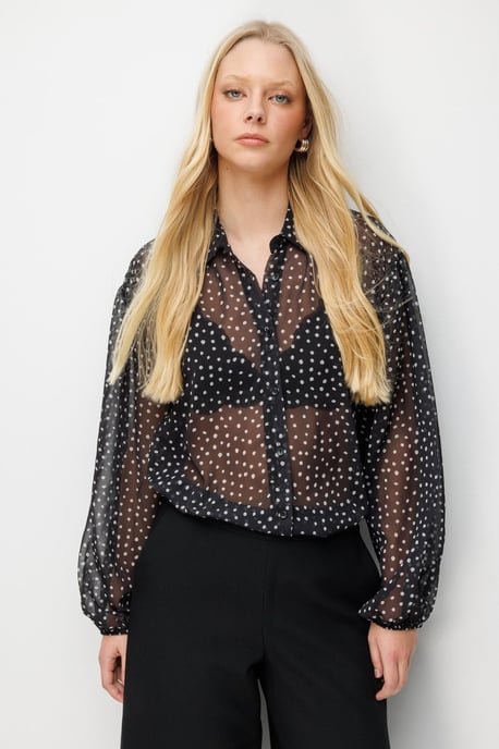 Gestipte Chiffon Knopenblouse - Image 3