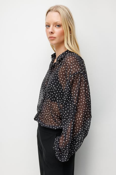 Gestipte Chiffon Knopenblouse - Image 5