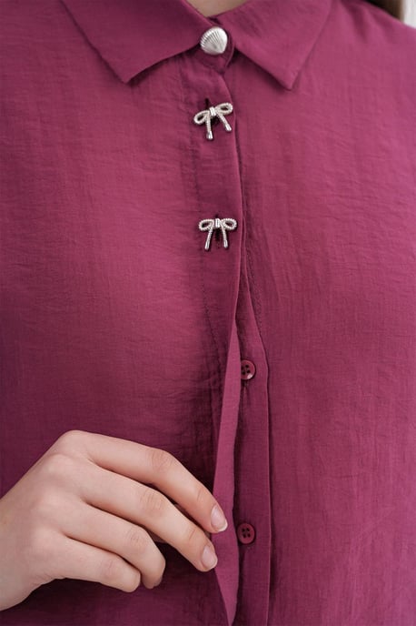 Korte Mouw Crop Shirt met Steenaccessoires - Image 6