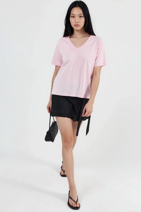 V-hals Effen Gebreid T-shirt - Image 4