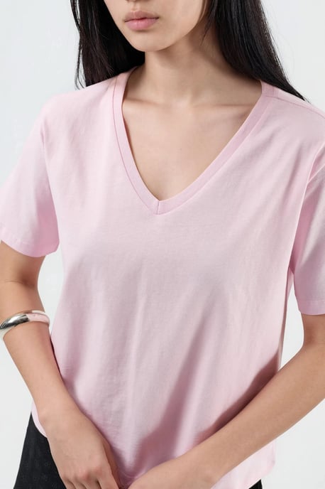 V-hals Effen Gebreid T-shirt - Image 5