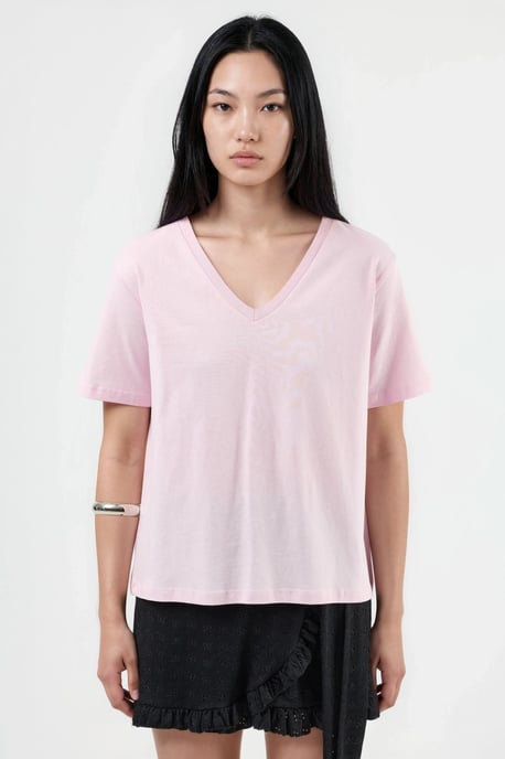 V-hals Effen Gebreid T-shirt - Image 6