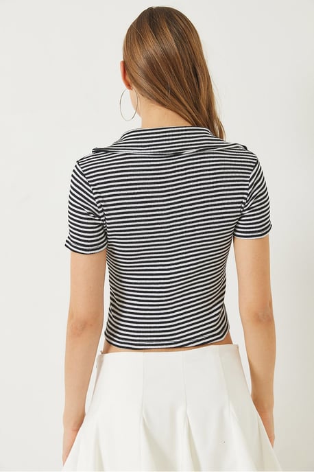 Randig slim fit kort t-shirt - Image 6
