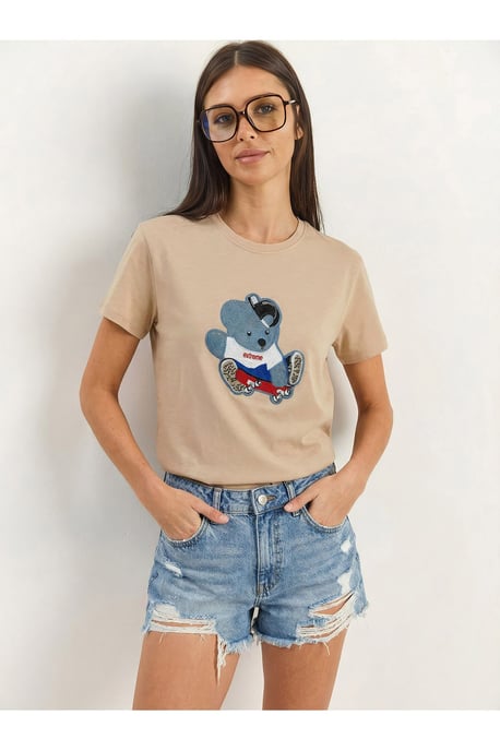 Broderad T-shirt med rund hals - Image 2