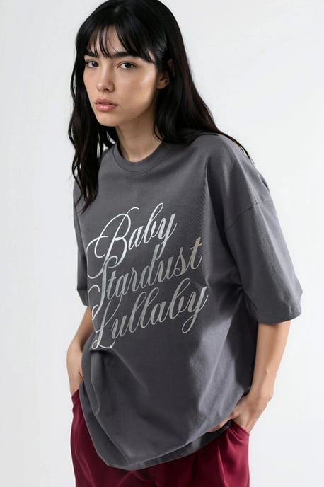 Överdimensionerad T-shirt med tryckt text - Image 2