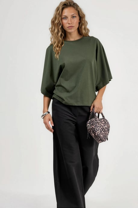 Oversized Geribbelde Crew Neck T-Shirt - Image 4