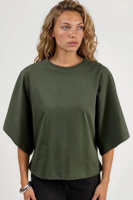 Oversized Geribbelde Crew Neck T-Shirt - Image 6