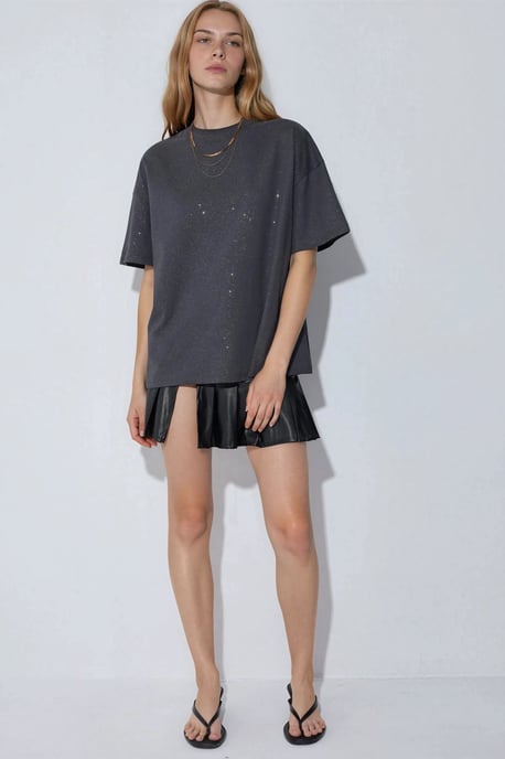 Pailletten Crew Neck Korte Mouwen T-shirt - Image 4