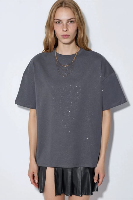Pailletten Crew Neck Korte Mouwen T-shirt - Image 6