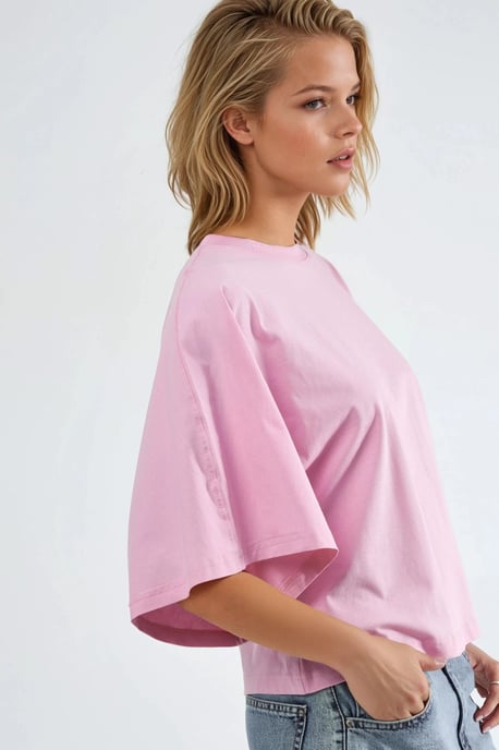 Overmaatse Geribbelde Crewneck T-Shirt - Image 2