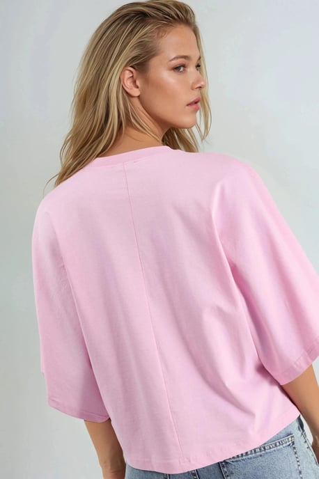Overmaatse Geribbelde Crewneck T-Shirt - Image 3