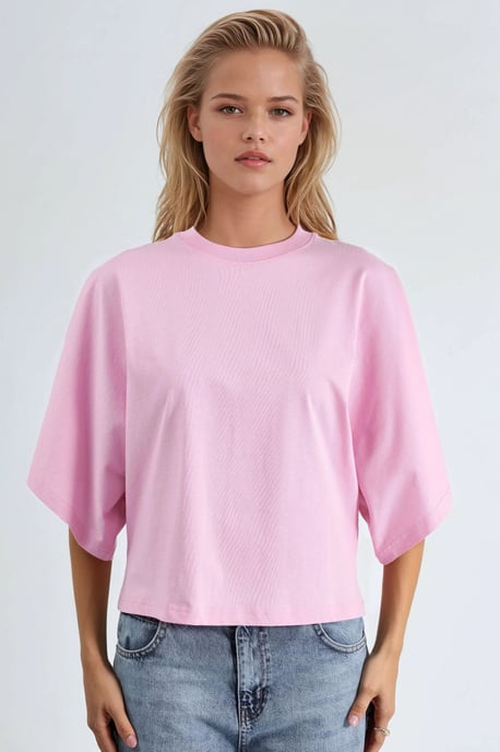 Overmaatse Geribbelde Crewneck T-Shirt - Image 5