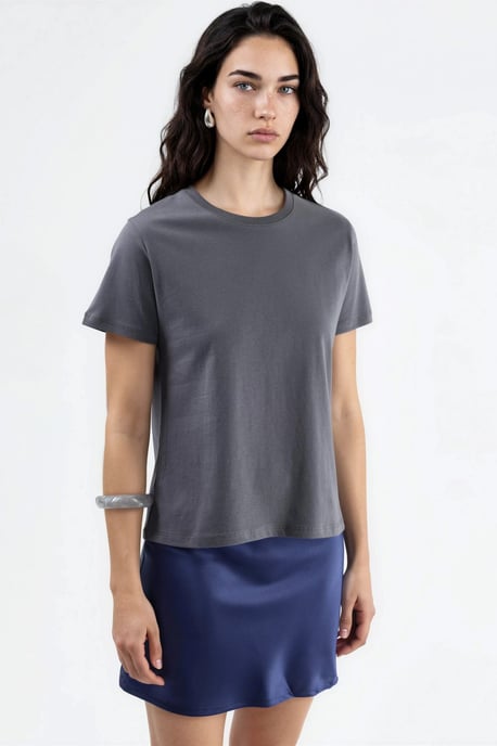 Effen Crew Neck Katoenen T-Shirt - Image 2