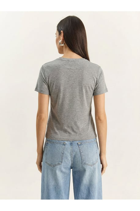 Blommig crew neck stickad t-shirt - Image 5