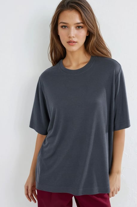 Oversized Crew Neck Geribbelde T-shirt - Image 1
