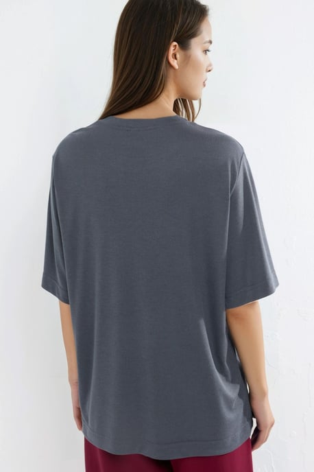 Oversized Crew Neck Geribbelde T-shirt - Image 3