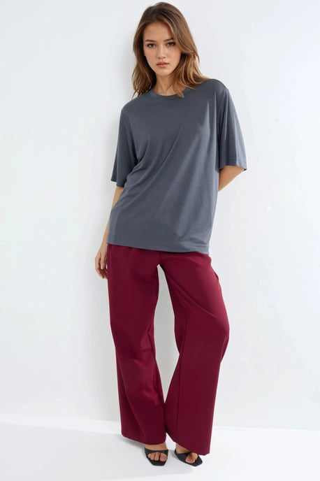 Oversized Crew Neck Geribbelde T-shirt - Image 4