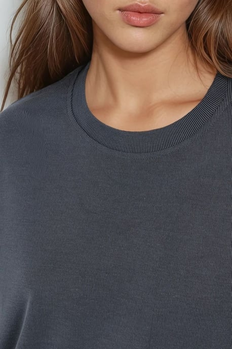 Oversized Crew Neck Geribbelde T-shirt - Image 5