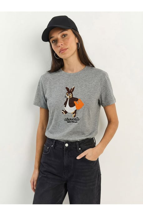 Broderad T-shirt med rund hals - Image 2