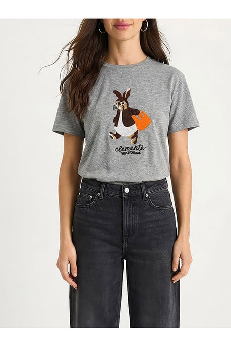 Broderad T-shirt med rund hals - Image 3