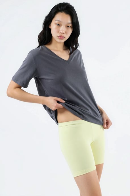 V-hals Effen Gebreid T-shirt - Image 2