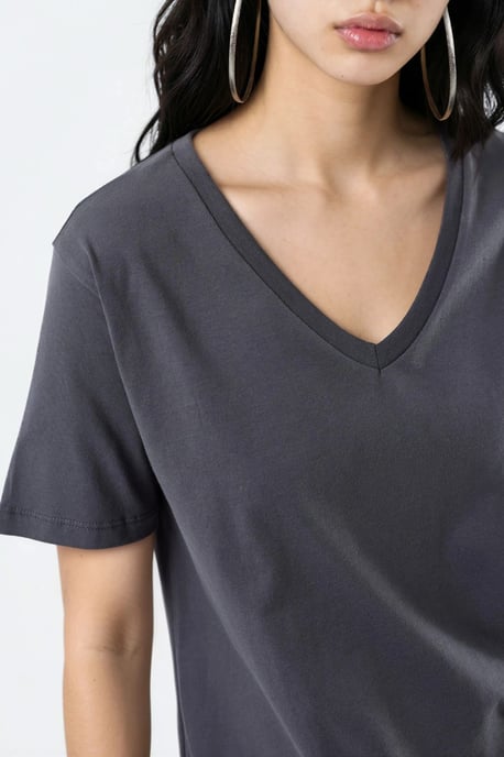 V-hals Effen Gebreid T-shirt - Image 6