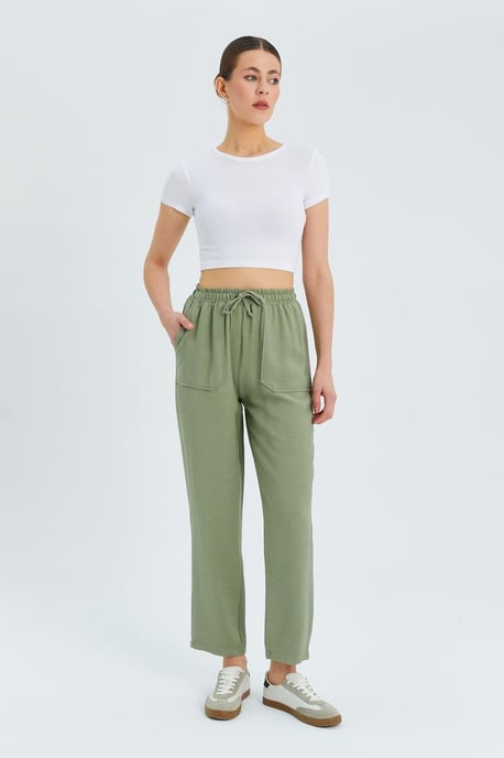 Hoge Taille Wortel Style Broek met Touwsluiting - Image 1