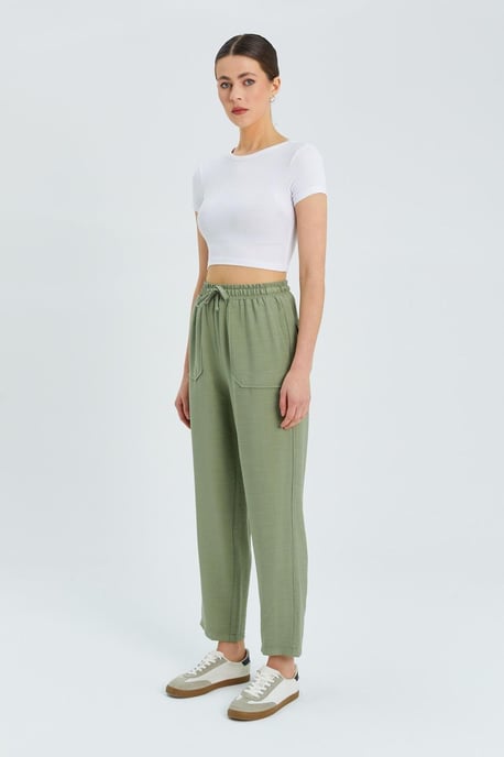 Hoge Taille Wortel Style Broek met Touwsluiting - Image 2
