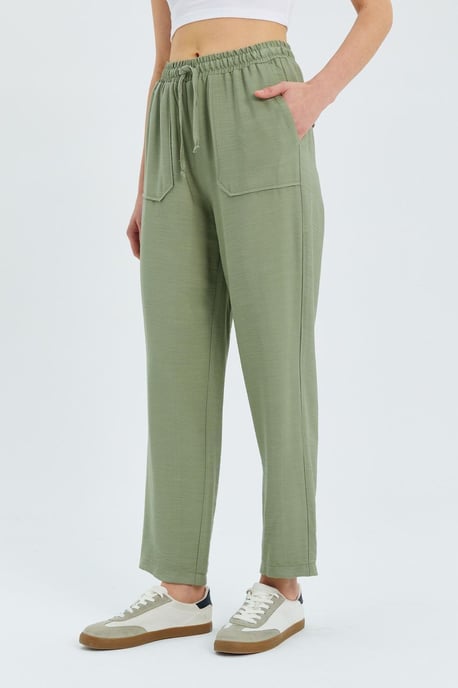 Hoge Taille Wortel Style Broek met Touwsluiting - Image 5