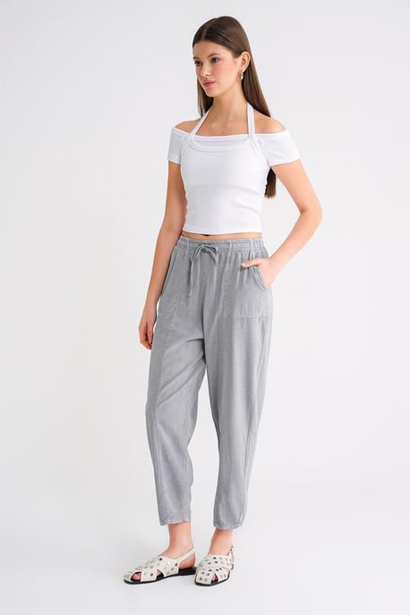 Cotton Jogger Pants with Drawstring Waist - Image 1