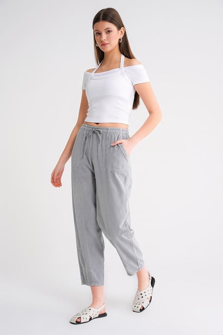 Cotton Jogger Pants with Drawstring Waist - Image 2