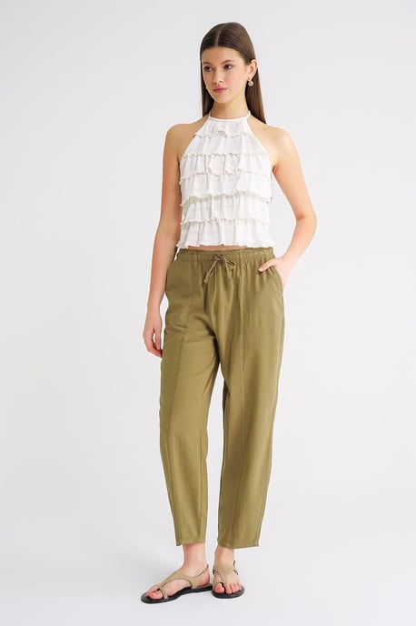 Cotton Jogger Pants with Drawstring Waist - Image 2