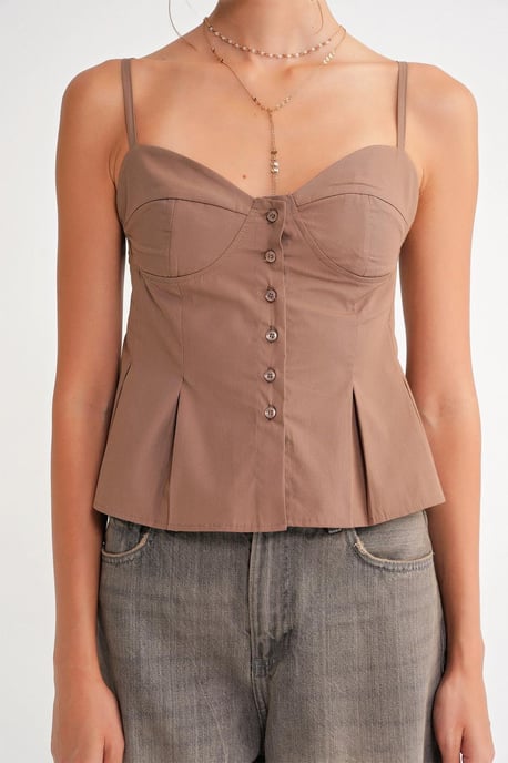 Söt hjärtan-halsknapp-fram Peplum Cami Top - Image 6
