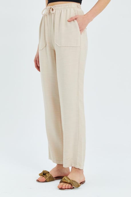 Hoge Taille Wortelstof Broek met Touw Taille - Image 5