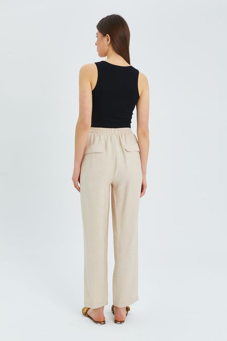 Hoge Taille Wortelstof Broek met Touw Taille - Image 6
