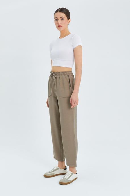 Hoge taille wortelmodelbroek met koordszak - Image 2