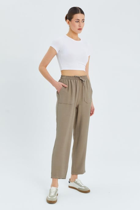 Hoge taille wortelmodelbroek met koordszak - Image 3
