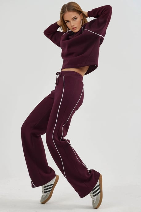 Contrastbindande vida sweatpants med dragsko - Image 2