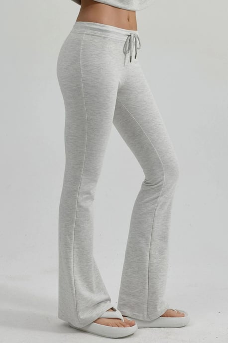 Mid Waist Flare Leg Sweatpants with Drawstring - Image 3