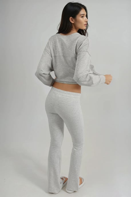 Mid Waist Flare Leg Sweatpants with Drawstring - Image 4