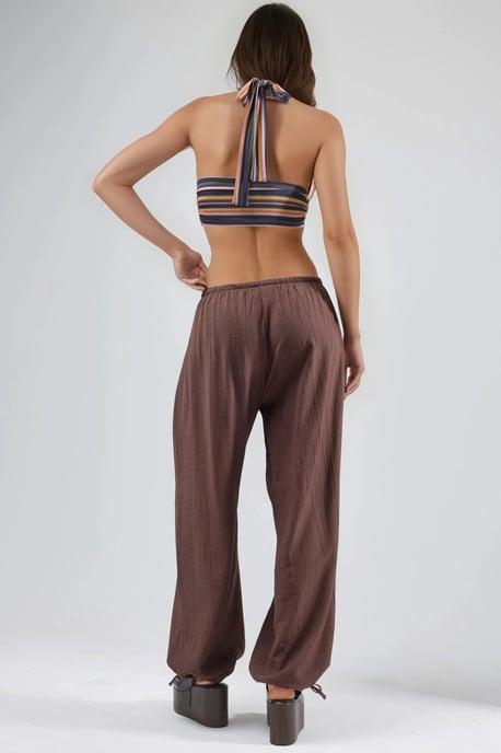 Elastic Waist Pants with Tie Detail - Image 3