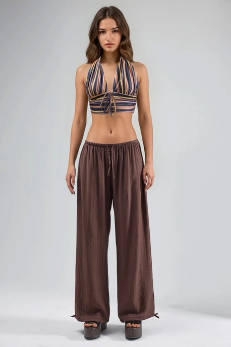 Elastic Waist Pants with Tie Detail - Image 6
