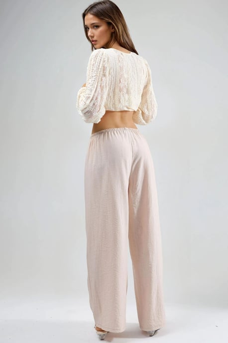 Elastic Waist Pants with Tie Detail - Image 3
