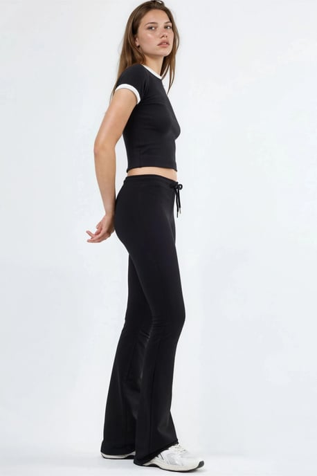 Mid Waist Flare Leg Sweatpants with Drawstring - Image 3