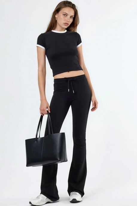 Mid Waist Flare Leg Sweatpants with Drawstring - Image 4