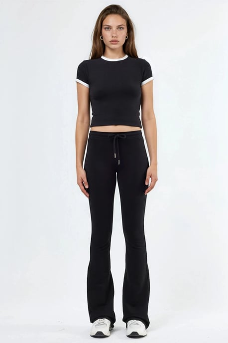 Mid Waist Flare Leg Sweatpants with Drawstring - Image 6