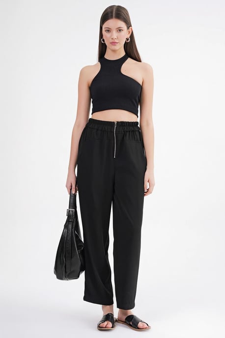 Drawstring Waist Cigarette Jogger Pants - Image 3